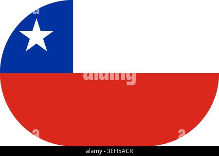 Chile flag symbolizing national pride, identity, heritage, patriotism and authority. Vector flag in flat oval design Stock Vector