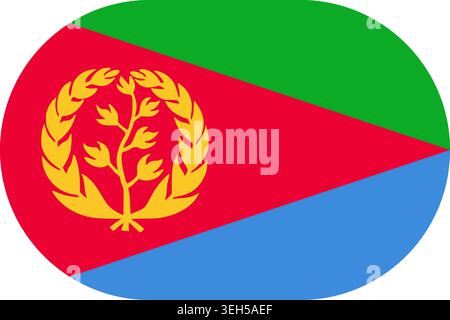 Eritrea flag symbolizing national pride, identity, heritage, patriotism and authority. Vector flag in flat oval design Stock Vector