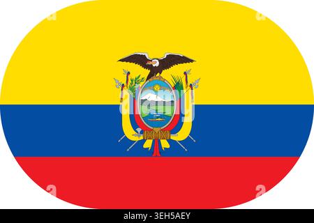 Ecuador flag symbolizing national pride, identity, heritage, patriotism and authority. Vector flag in flat oval design Stock Vector
