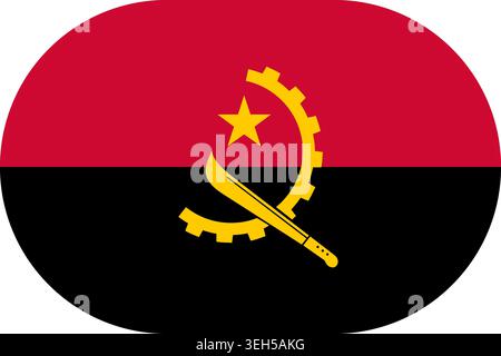 Angola flag symbolizing national pride, identity, heritage, patriotism and authority. Vector flag in flat oval design Stock Vector