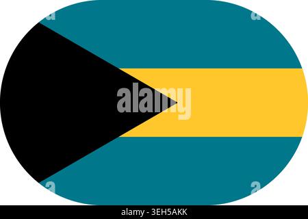 Bahamas flag symbolizing national pride, identity, heritage, patriotism and authority. Vector flag in flat oval design Stock Vector