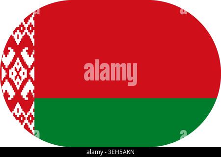 Belarus flag symbolizing national pride, identity, heritage, patriotism and authority. Vector flag in flat oval design Stock Vector