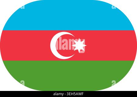 Azerbaijan flag symbolizing national pride, identity, heritage, patriotism and authority. Vector flag in flat oval design Stock Vector