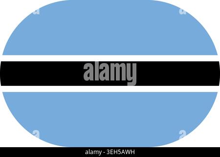 Botswana flag symbolizing national pride, identity, heritage, patriotism and authority. Vector flag in flat oval design Stock Vector