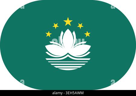 Macau flag. China Special Administrative Region, Pearl River Delta. Former Portuguese Colony. Vector flag in flat oval design Stock Vector