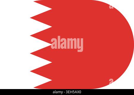 Bahrain flag symbolizing national pride, identity, heritage, patriotism and authority. Vector flag in flat oval design Stock Vector