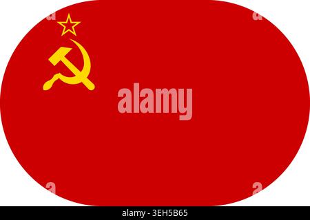 Soviet Union flag. Former communist state flag featuring a red field with hammer, sickle and star symbolizing socialism and worker solidarity. Vector flag in flat oval design Stock Vector