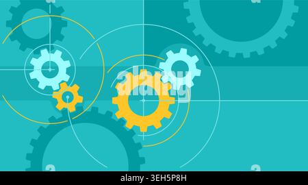 Gear mechanism techno background. Settings and Maintenance symbol for website, logo and mobile apps. Vector illustration Stock Vector