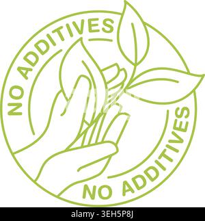 No Added Preservatives flat and thin line sign for healthy natural food products composition labels - vector isolated pictogram in 2 Stock Vector