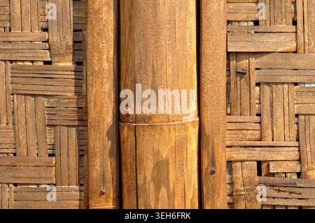 Rustic Bamboo Wall Texture Background Stock Photo