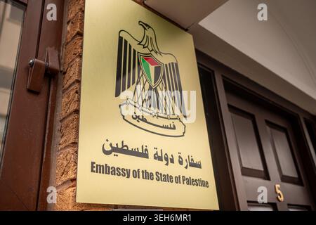 LONDON - APRIL 1, 2026: GALENA ROAD HAMMERSMITH – Embassy of the State of Palestine diplomatic building Stock Photo