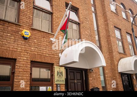 LONDON - APRIL 1, 2026: GALENA ROAD HAMMERSMITH – Embassy of the State of Palestine diplomatic building Stock Photo