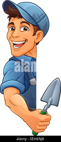 Bricklayer Mascot Tool Mason Construction Mascot Stock Vector