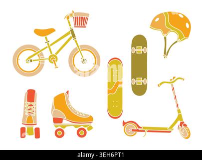 Flat vector summer transport collection. Stock Vector