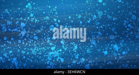 Abstract digital background in shades of blue, featuring floating circular particles and soft horizontal motion blur, creating a fluid underwater effe Stock Photo