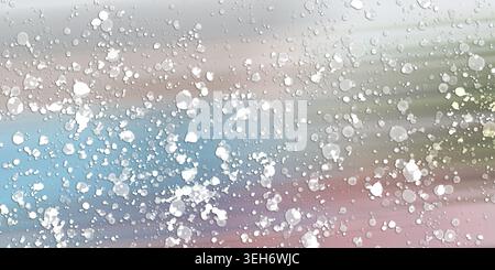An artistic abstract background featuring white paint splatters and droplets overlaid on a soft, multi-colored motion-blurred gradient backdrop. Stock Photo