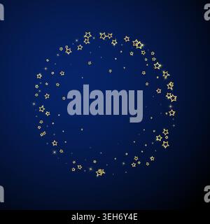 Starry night fairy tale background. Cute sparkling twinkles, christmas spirit in the air. Festive stars vector illustration on dark blue background. Stock Vector
