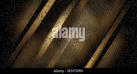 Abstract digital background featuring a textured surface with scattered dark particles and bold, golden diagonal light streaks on a dark background. Stock Photo