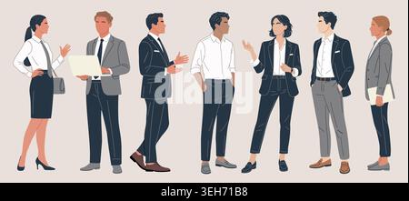 Set of elegant business people in formal wear Stock Vector