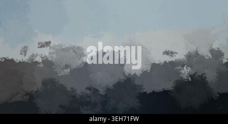 An abstract digital art piece featuring soft, layered brush strokes in shades of grey, blue, and dark charcoal, creating a moody, atmospheric effect. Stock Photo