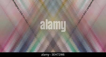 A digital abstract background featuring a symmetrical geometric pattern with soft pastel colors, intersecting jagged lines, and a blurred, dreamy effe Stock Photo
