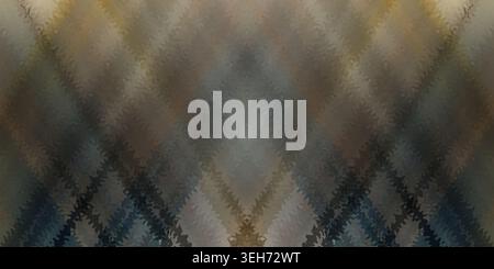 An abstract digital artwork displaying a repeating diamond grid structure with jagged, wavy edges in a color palette of grey, brown, and dark blue. Stock Photo