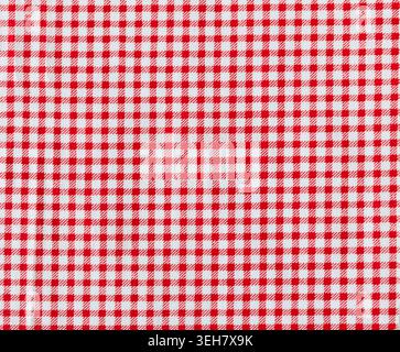 Close-up of red and white Vichy fabric texture Stock Photo