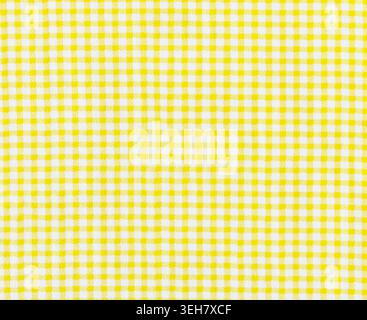 Close-up of yellow and white Vichy fabric texture Stock Photo