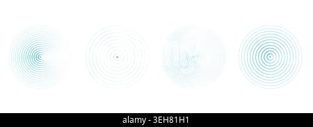 Concentric ripple circles set. Sound circle wave effect , Seismic Earthquake alert radar. Radial signal, sonar rings. touch effect or pulse. Vector illustration Stock Vector