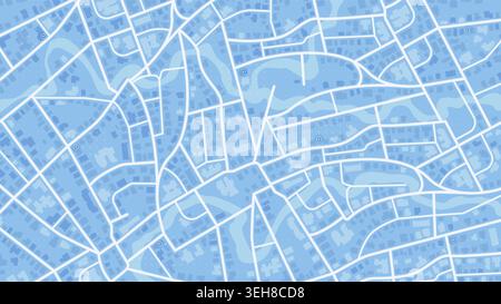 City map with highlighted houses and marked locations in blue urban layout. Vector illustration. Stock Vector