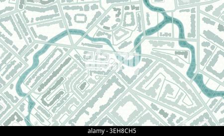 Abstract Urban Layout with River Network. Vector Illustration Stock Vector