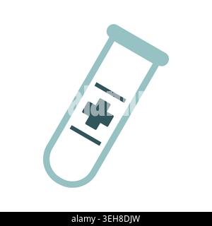 Flask with medical cross isolated vector icon. Medicine and healthcare, medical support sign. Graph symbol for medical web site and apps design, logo, Stock Vector