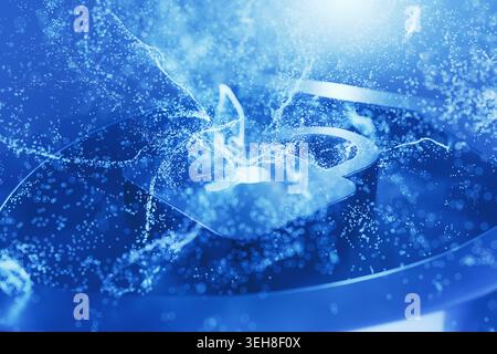 Abstract blue cybersecurity concept featuring a glowing digital padlock surrounded by sparkling data particles and light waves, symbolizing network sa Stock Photo