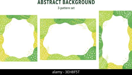 Abstract Green Organic Shape and Botanical Leaf Frame Template Set Stock Vector