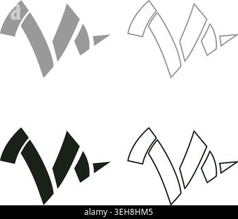 Vegetable peel leftover set icon grey black color vector illustration image simple solid fill outline contour line thin flat style Stock Vector