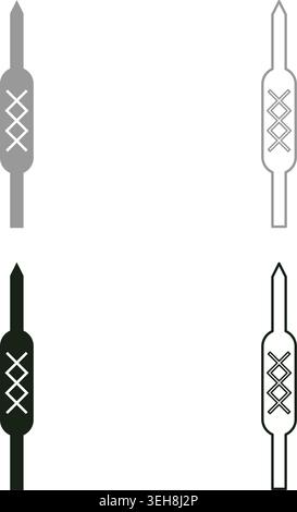 Kebab Kabab set icon grey black color vector illustration image simple solid fill outline contour line thin flat style Stock Vector