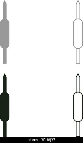 Kebab Kabab set icon grey black color vector illustration image simple solid fill outline contour line thin flat style Stock Vector