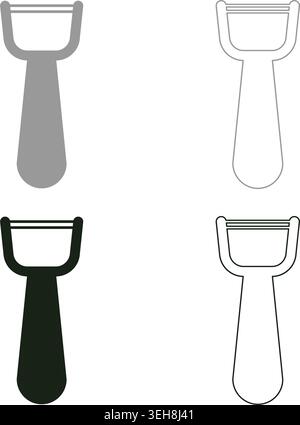 Vegetable knife razor shaver set icon grey black color vector illustration image simple solid fill outline contour line thin flat style Stock Vector