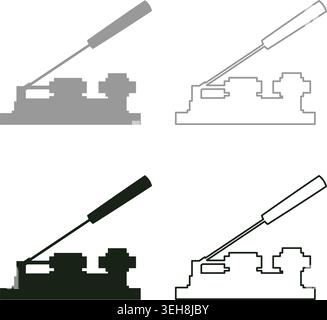 Nut cracker nutcracker set icon grey black color vector illustration image simple solid fill outline contour line thin flat style Stock Vector
