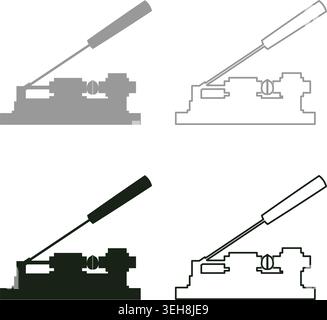 Nut cracker nutcracker set icon grey black color vector illustration image simple solid fill outline contour line thin flat style Stock Vector