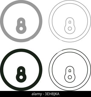 Lid can of aluminum beverage food view top set icon grey black color vector illustration image simple solid fill outline contour line thin flat style Stock Vector