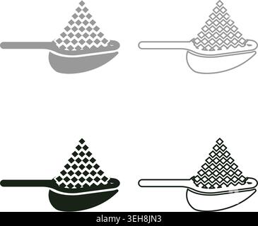 Loose product on scoop bulk set icon grey black color vector illustration image simple solid fill outline contour line thin flat style Stock Vector