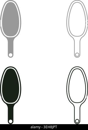 Scoop for bulk products tableware utensil top view set icon grey black color vector illustration image simple solid fill outline contour line thin Stock Vector