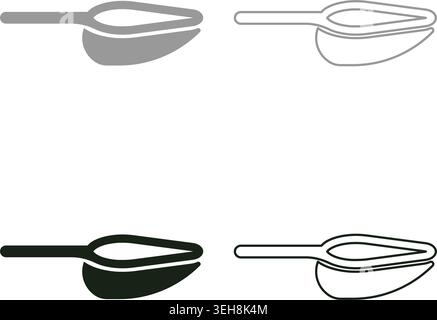 Scoop for bulk products tableware utensil set icon grey black color vector illustration image simple solid fill outline contour line thin flat style Stock Vector