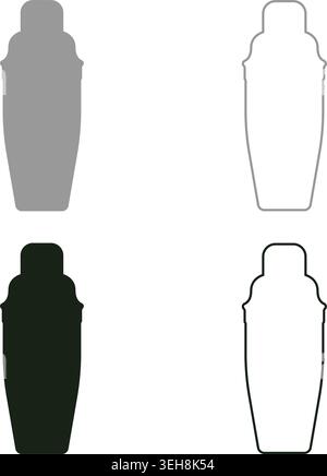 Shaker set icon grey black color vector illustration image simple solid fill outline contour line thin flat style Stock Vector