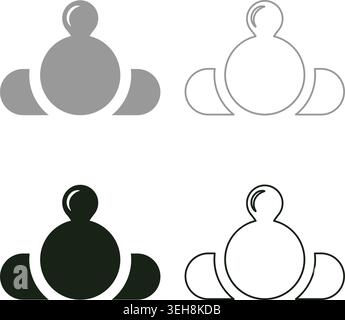 Bubble gum set icon grey black color vector illustration image simple solid fill outline contour line thin flat style Stock Vector