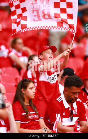 London, UK. 23rd May, 2026. LONDON, ENGLAND - MAY 23: Middlesbrough fans before the Sky Bet Championship Play-Off Final between Hull City and Middlesbrough at Wembley Stadium on May 23, 2026 in London, England. (Photo by Freddie Yeo/MB Media/Getty Images) Credit: MB Media Solutions/Alamy Live News Stock Photo