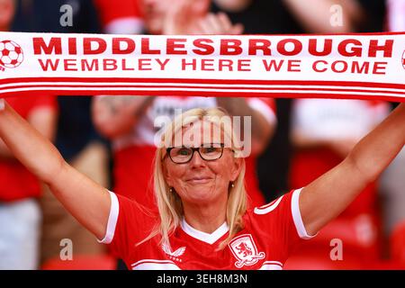 London, UK. 23rd May, 2026. LONDON, ENGLAND - MAY 23: Middlesbrough fans before the Sky Bet Championship Play-Off Final between Hull City and Middlesbrough at Wembley Stadium on May 23, 2026 in London, England. (Photo by Freddie Yeo/MB Media/Getty Images) Credit: MB Media Solutions/Alamy Live News Stock Photo