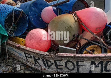 Fishing gear at Moelfre, Anglesey, north Wales Stock Photo