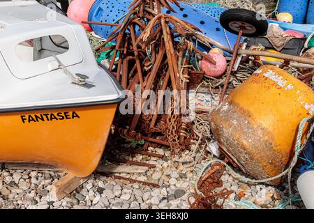 Fishing gear at Moelfre, Anglesey, north Wales Stock Photo